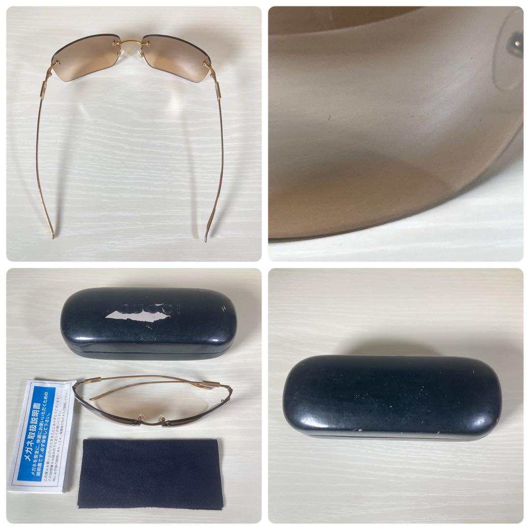 GUCCI グッチ サングラス ラインストーン Gロゴ ケース付 リムレス