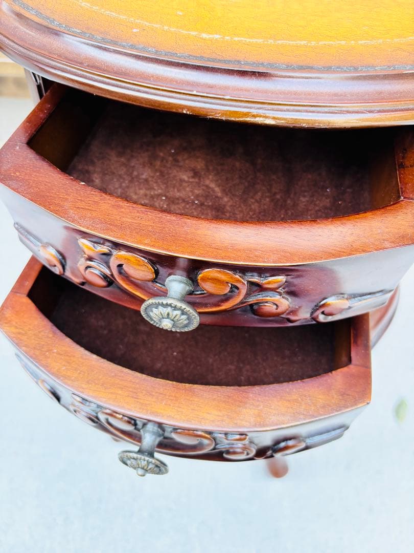 コモ アンティーク調 ラウンドチェスト3段チェスト 猫脚 収納