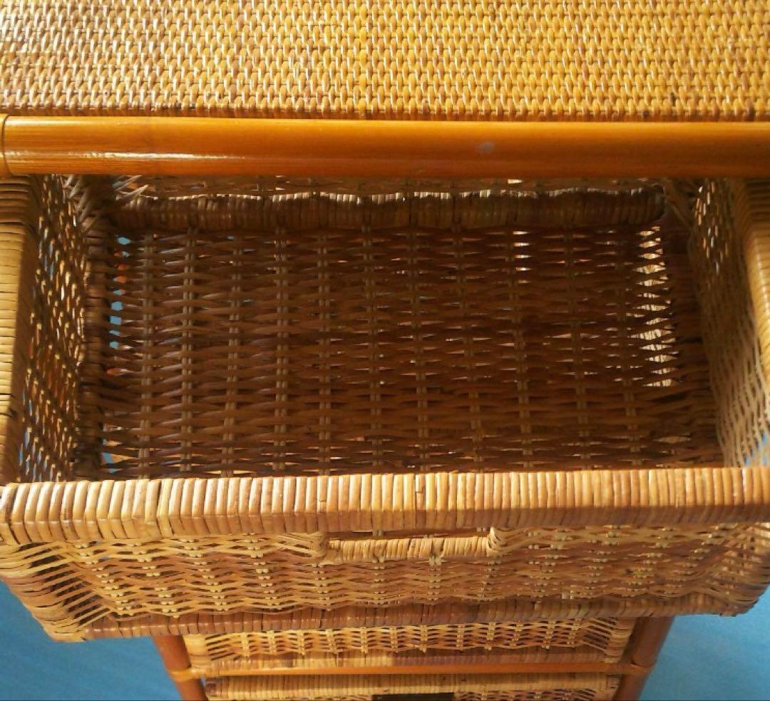 ラタン 籐 ４段チェスト アンティーク 棚 ヴィンテージ