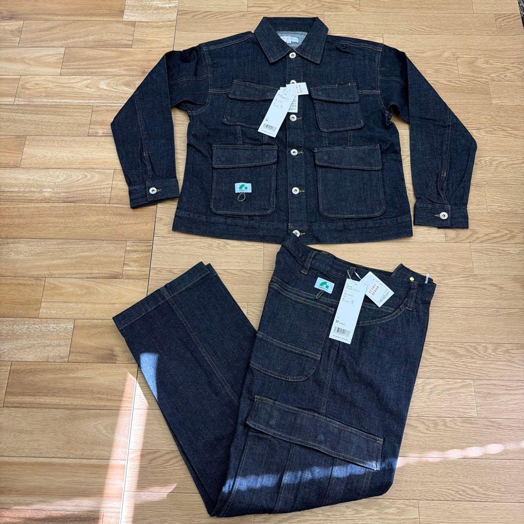 桑和　beams design デニム　上下セットアップ　サイズM
