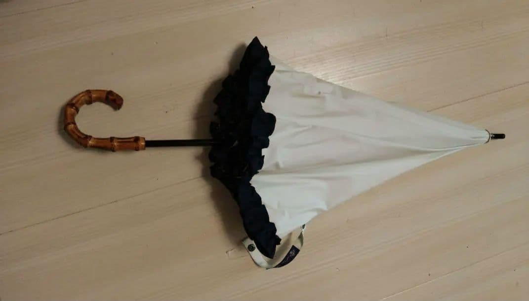 完全遮光日傘　芦屋ロサブラン ショート／ベージュ×ブラック　UV 雨兼用