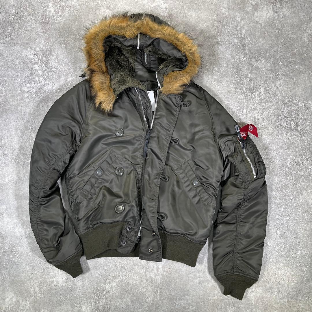 ▼N-2B アルファ　フライトジャケット　M 短丈　オリーブ　ミリタリー　モード