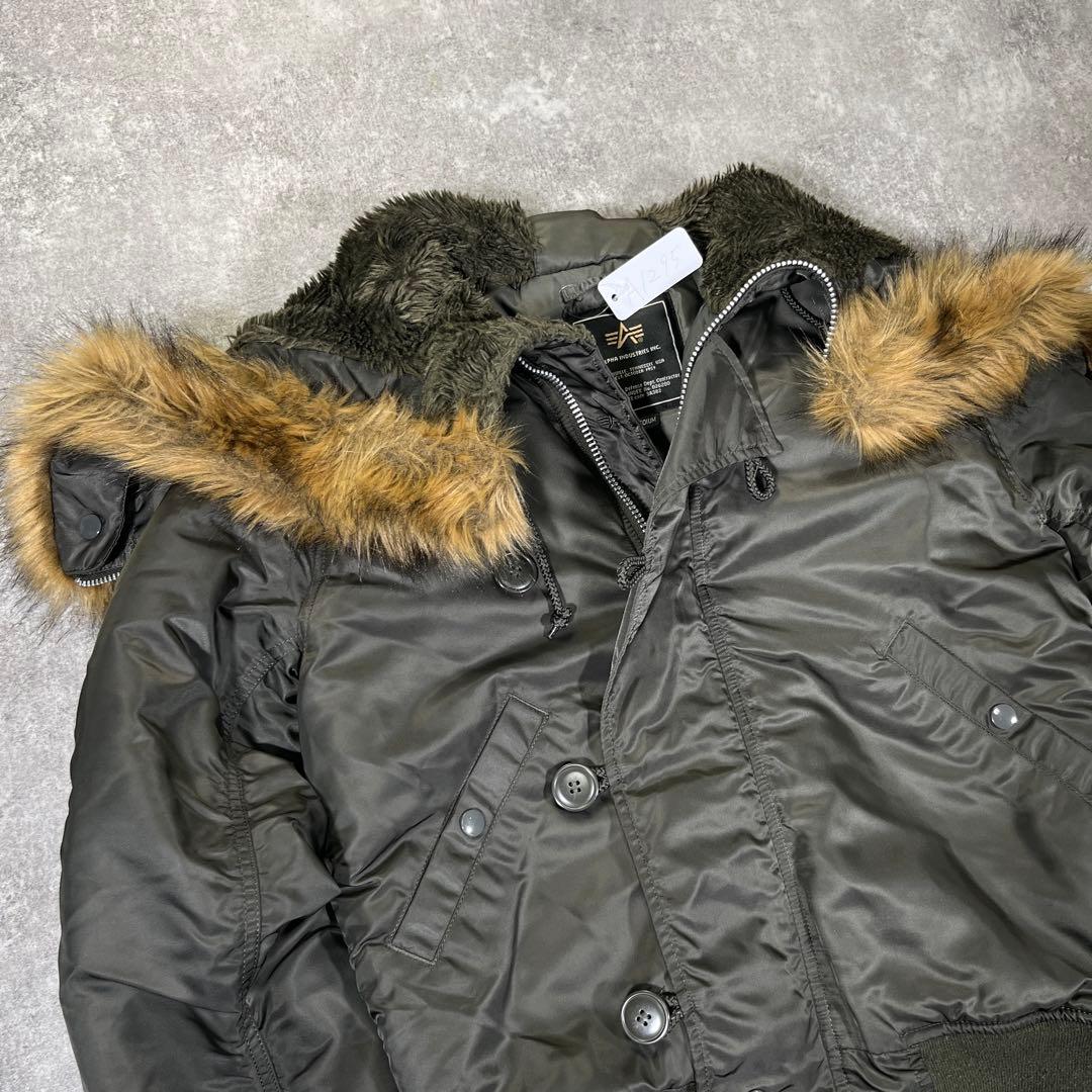 ▼N-2B アルファ　フライトジャケット　M 短丈　オリーブ　ミリタリー　モード