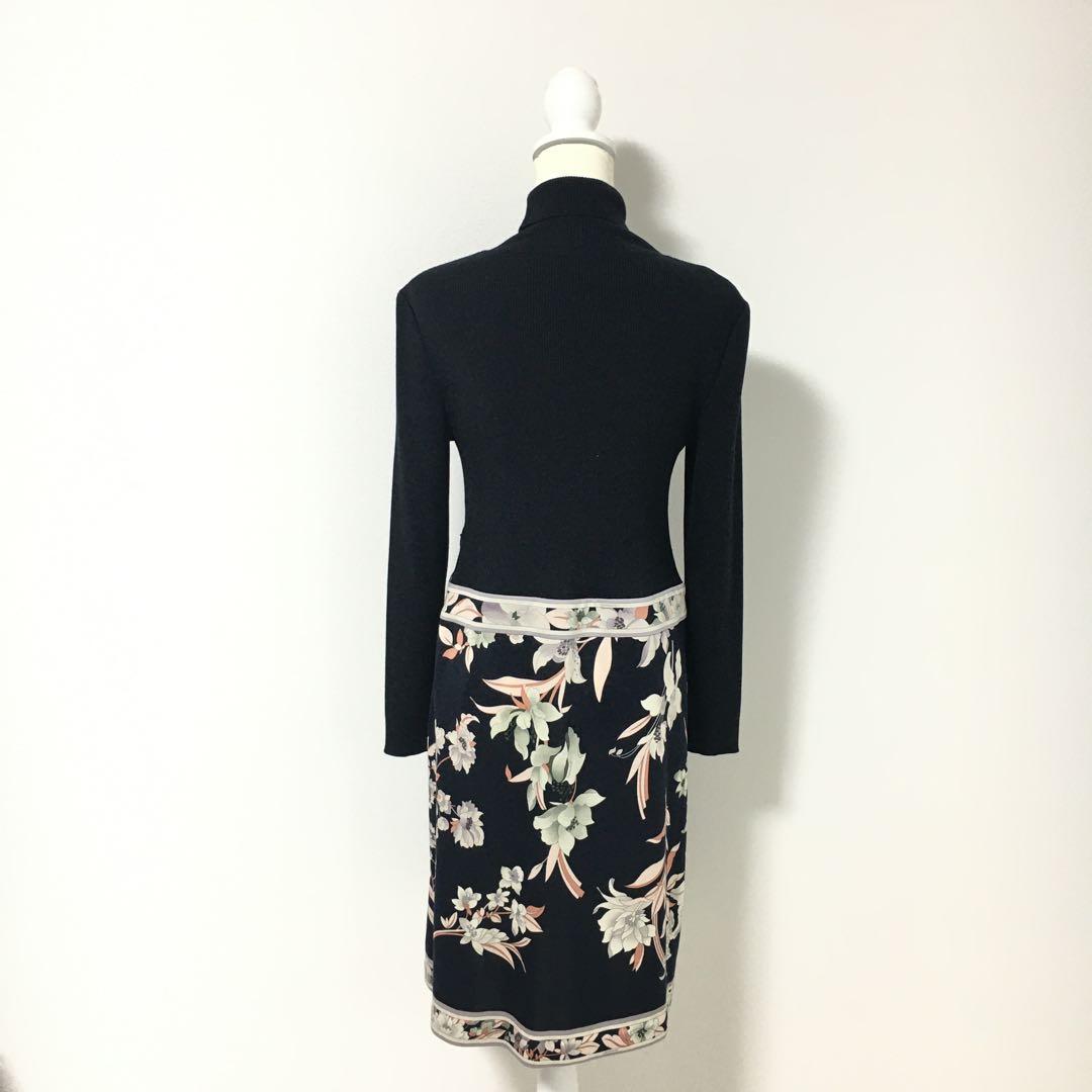 新品同様　LEONARD レオナール　ウール　ニットハイネック　ワンピース　42