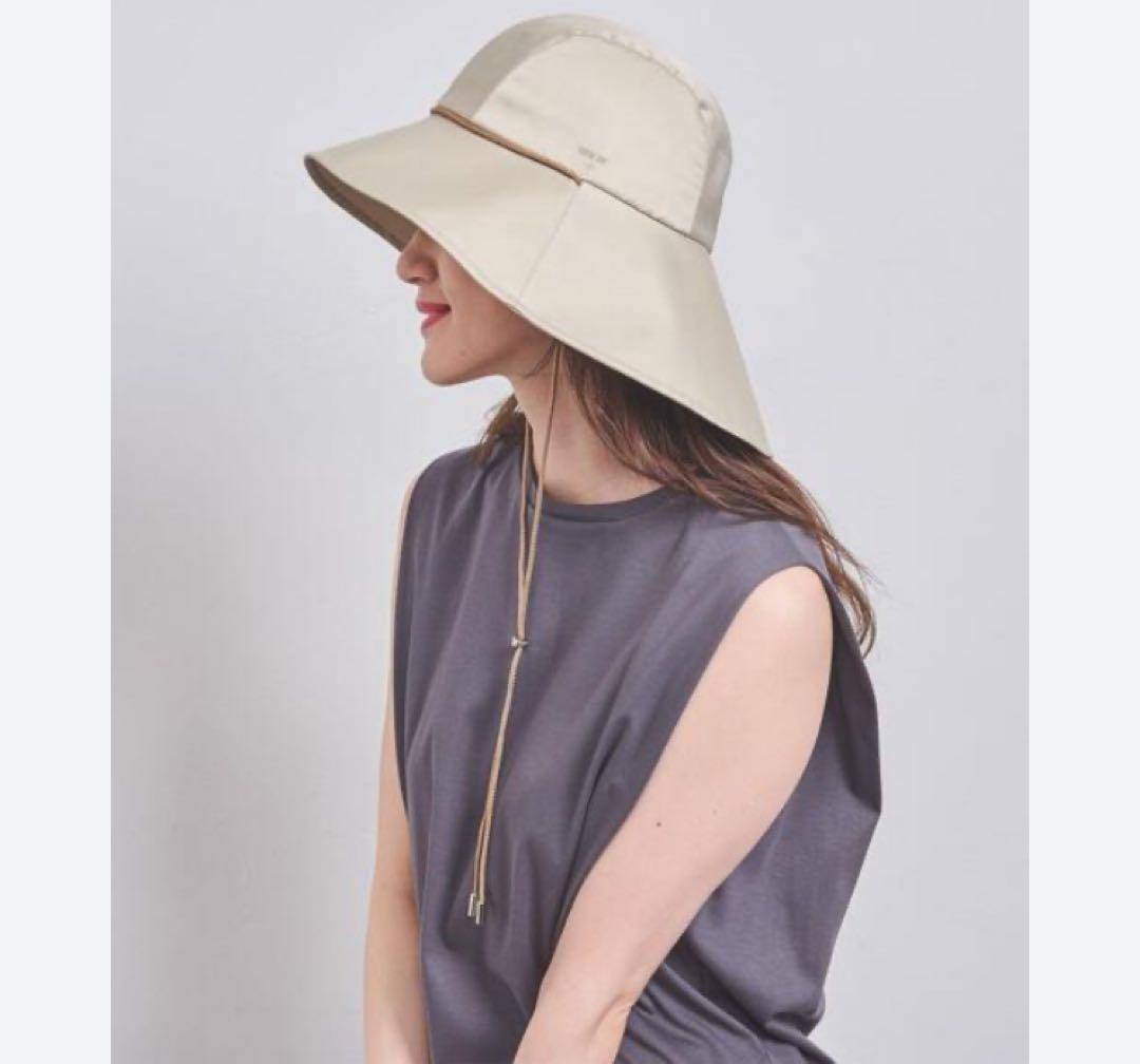 ＜IRIS 47＞CELLO ハット　バケット　サテン　ベージュ　帽子　紐