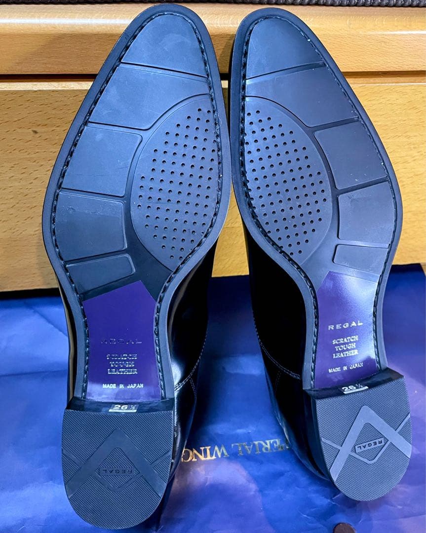 新品リーガルストレートチップスクラッチタフレザービジネスシューズ26.5