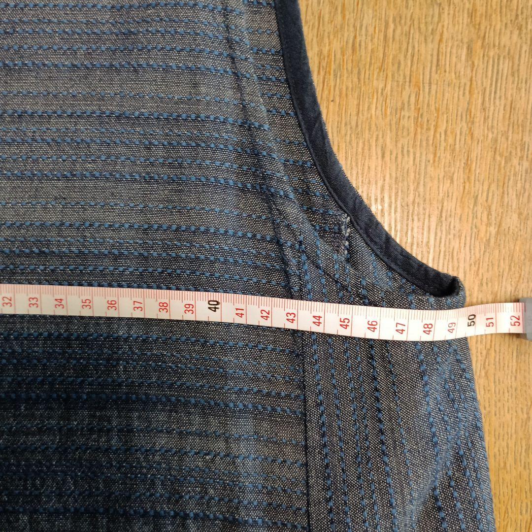 郡言堂　ジャンパースカート(逆スラブ藍染刺し子織り）