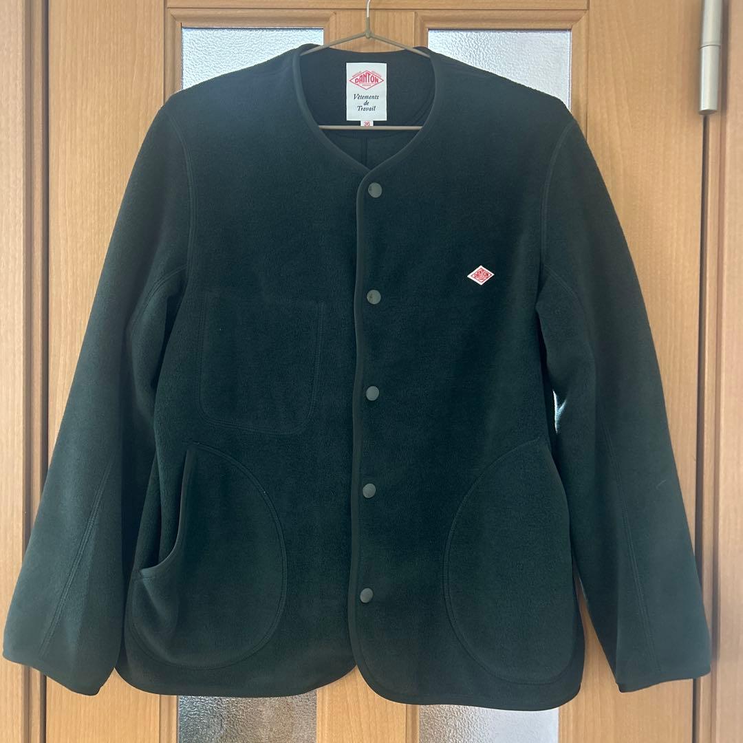 DANTON フリースノーカラージャケット　グリーン　サイズ36
