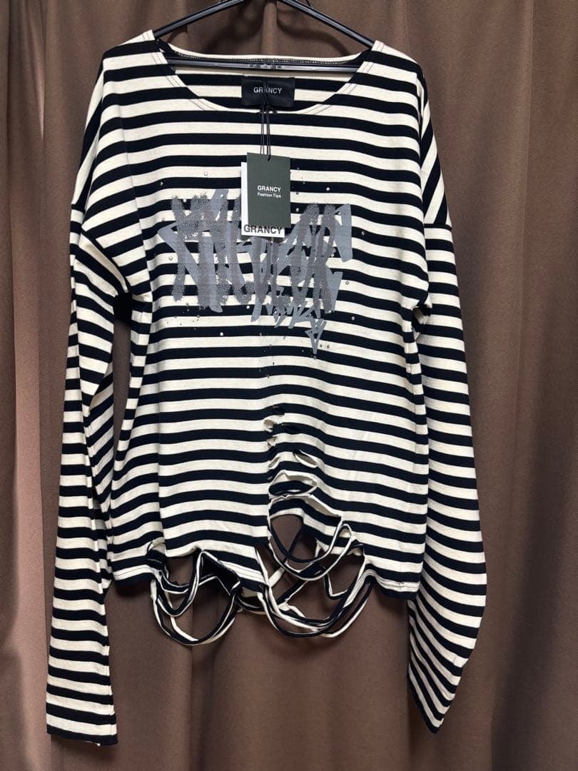 【GRANCY】総柄ラインストーングラフィックロンT M