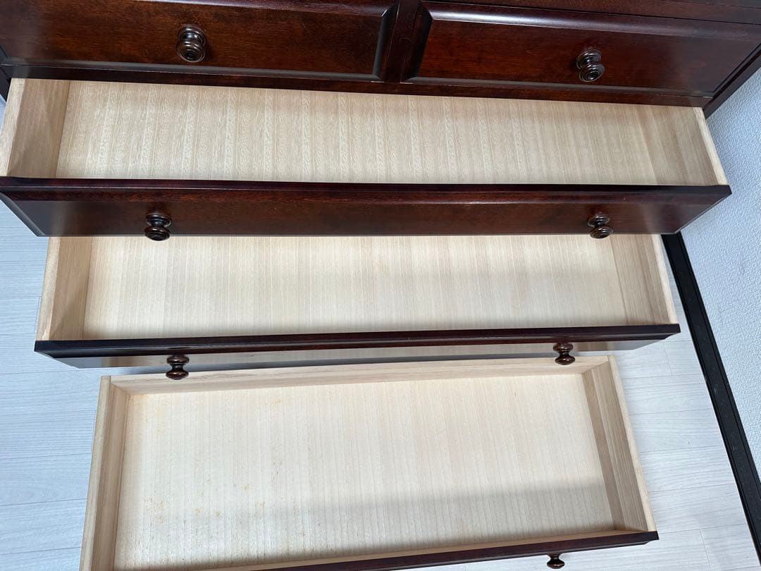 北海道民芸 家具 5段8杯 チェスト 整理箪笥 タンス 収納家具 樺材※i4※