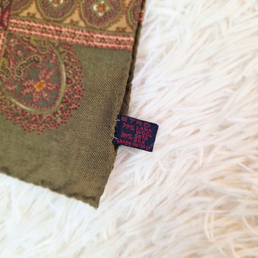 ETRO エトロ 大判 ストール ウール×シルク 正方形 e