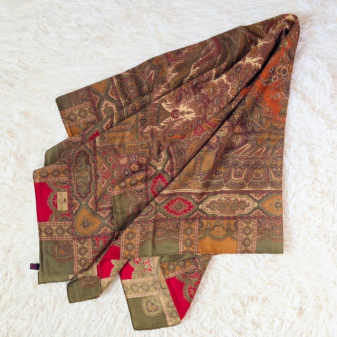 ETRO エトロ 大判 ストール ウール×シルク 正方形 e