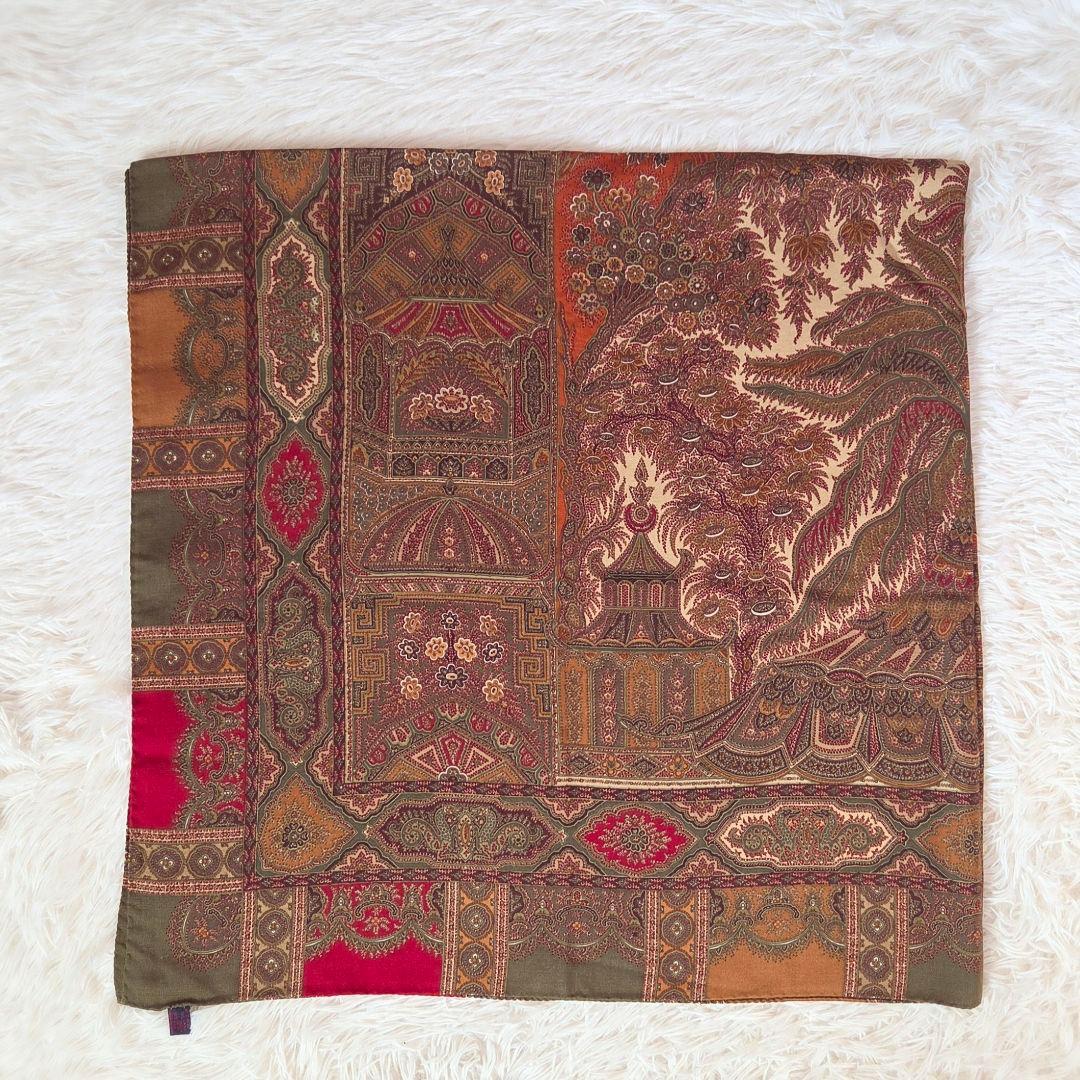ETRO エトロ 大判 ストール ウール×シルク 正方形 e