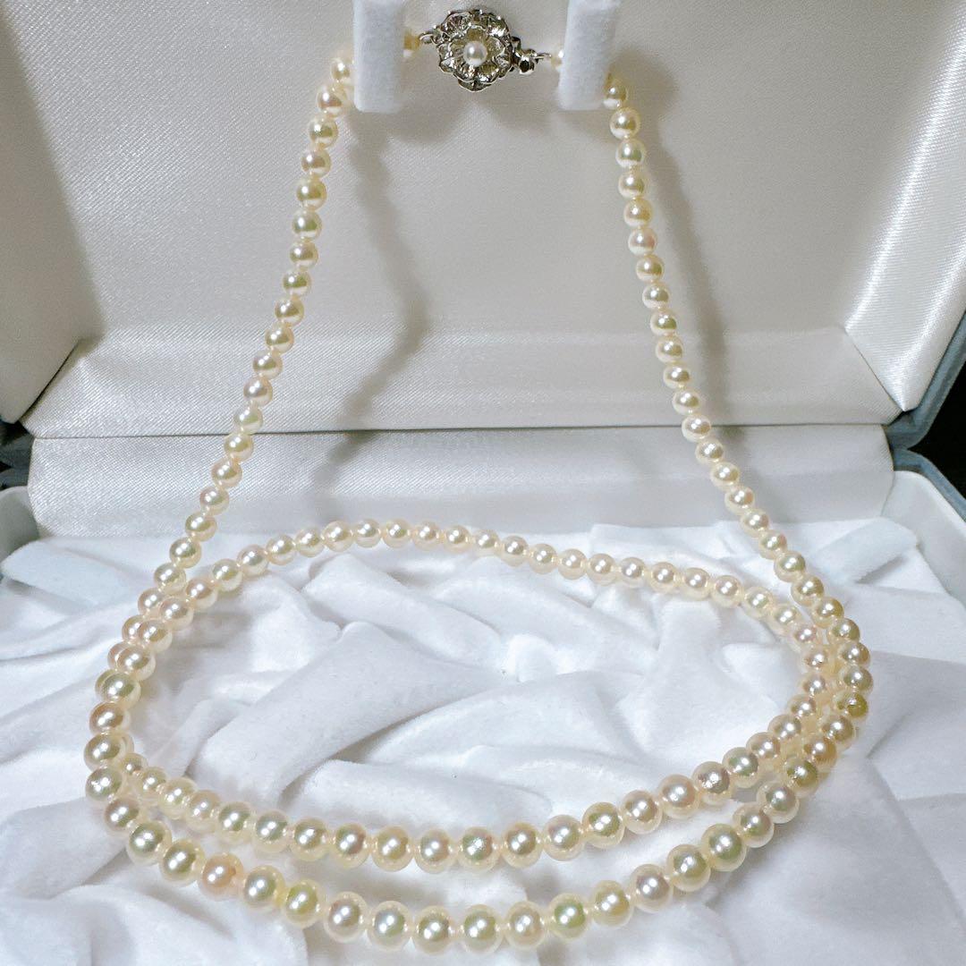 60cm 照り良 本真珠 あこや真珠 パール ネックレス セミロング 干渉色◎