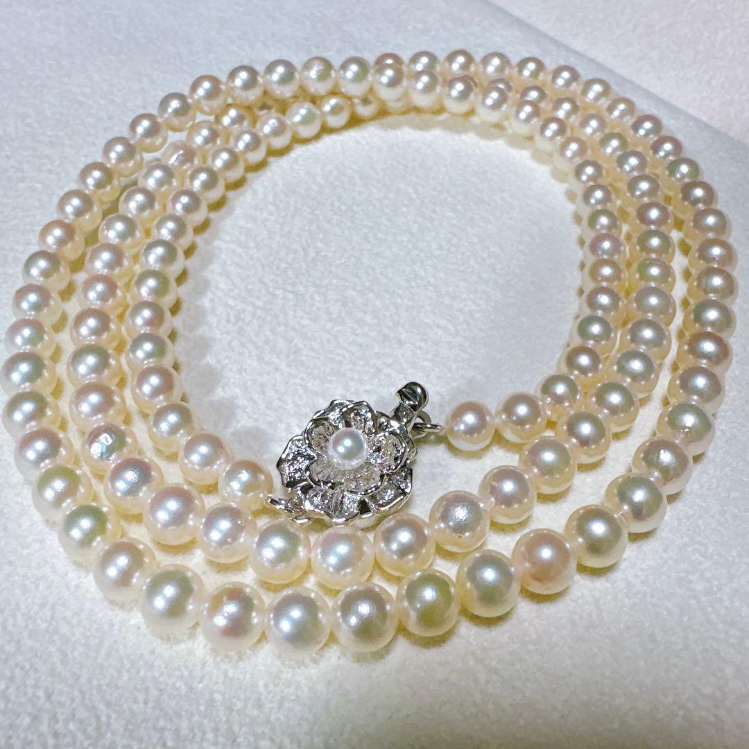 60cm 照り良 本真珠 あこや真珠 パール ネックレス セミロング 干渉色◎