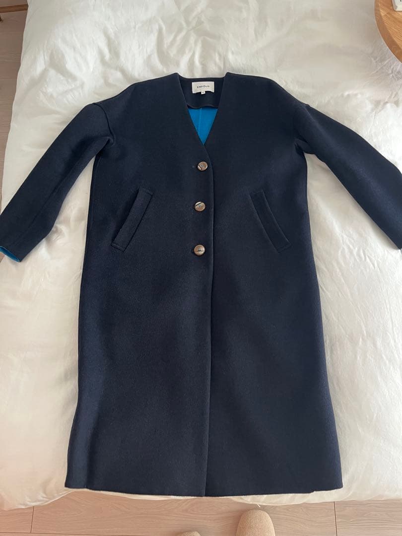 ENFÖLD ネイビー/ブルー ロングコート 36