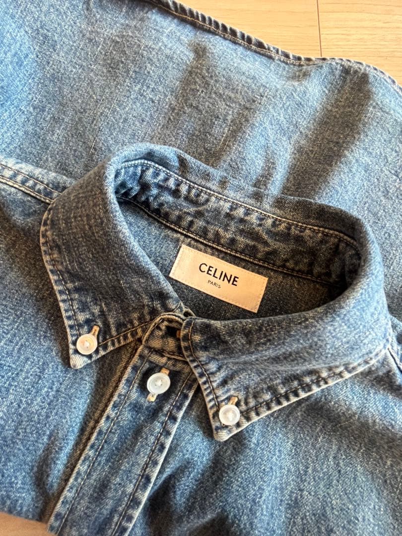 【CELINE/セリーヌ】トリオンフ刺繍★クロップドデニムシャツ★極美品