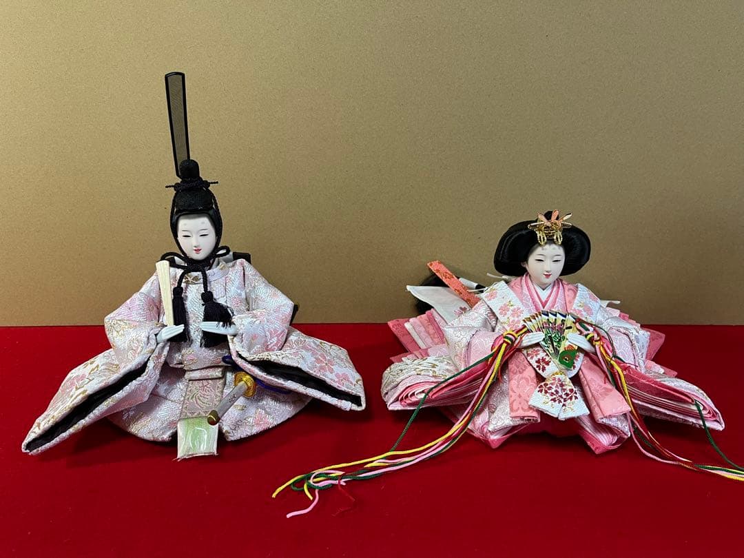 収納式親王飾り　白桜　セット