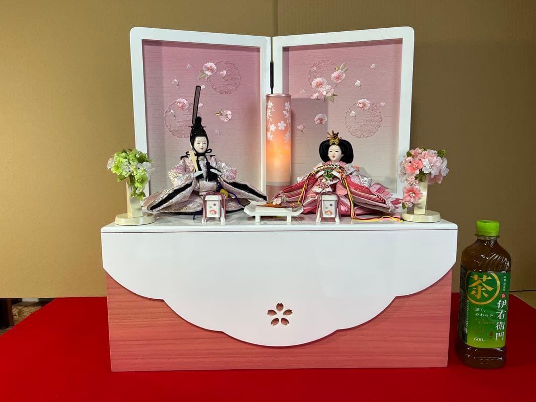 収納式親王飾り　白桜　セット