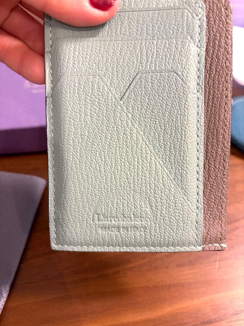 【ラルコバレーノ】 スマートミニウォレット財布 ベージュミントグリーン