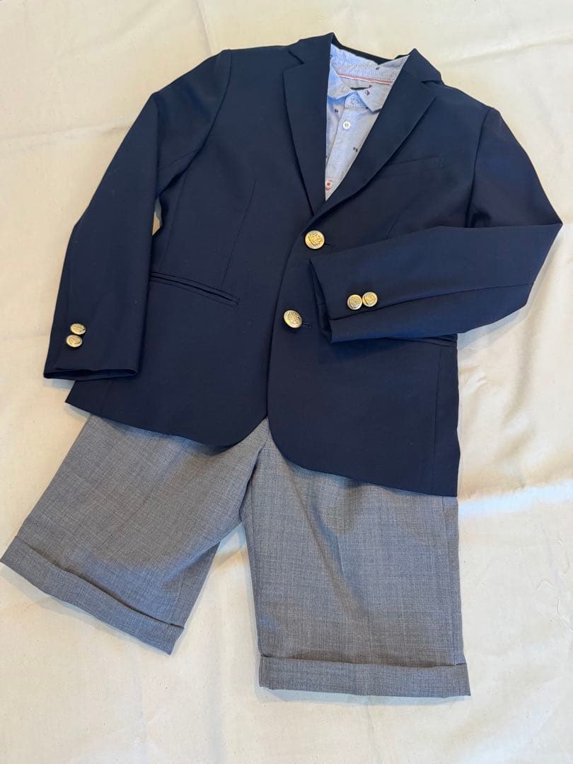 【グリーンレーベルリラクシング】男の子 フォーマル スーツ 3点セット 130