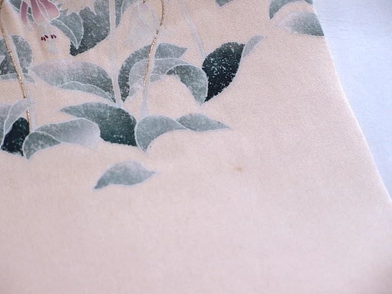 おまとめ専用　塩瀬名古屋帯（カタクリの花）刺繍入　長392 正絹