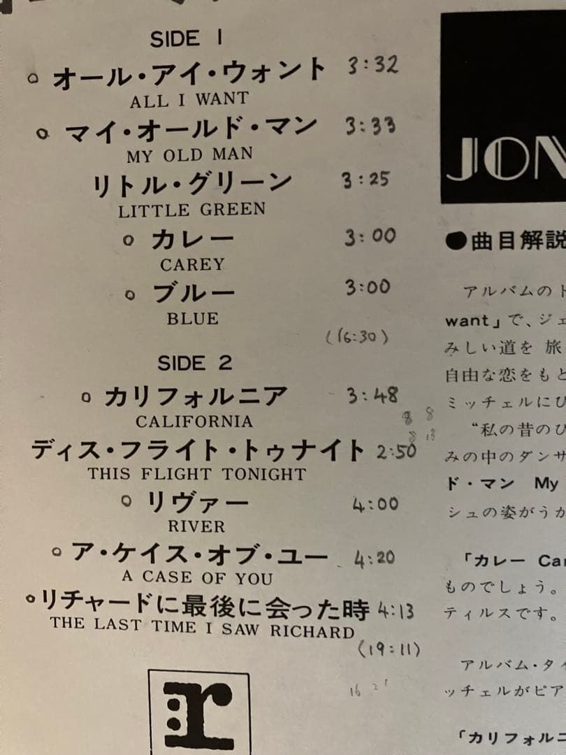 国内盤 Joni Mitchell / Blue レコード