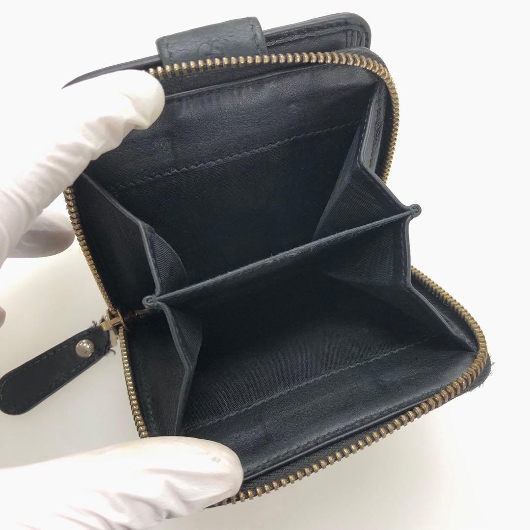 GUCCI グッチ マイクロシマ コンパクトジップ 財布 レザー ブラック