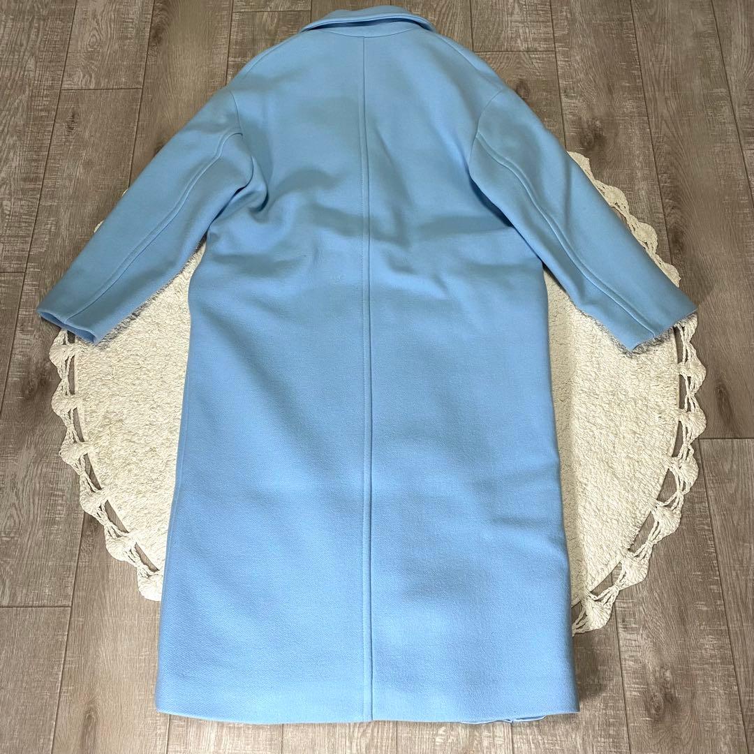 ZARA ザラ マンテコ ダブルロングコート ウール Mサイズ ライトブルー