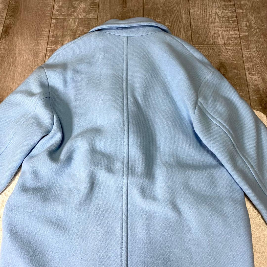 ZARA ザラ マンテコ ダブルロングコート ウール Mサイズ ライトブルー