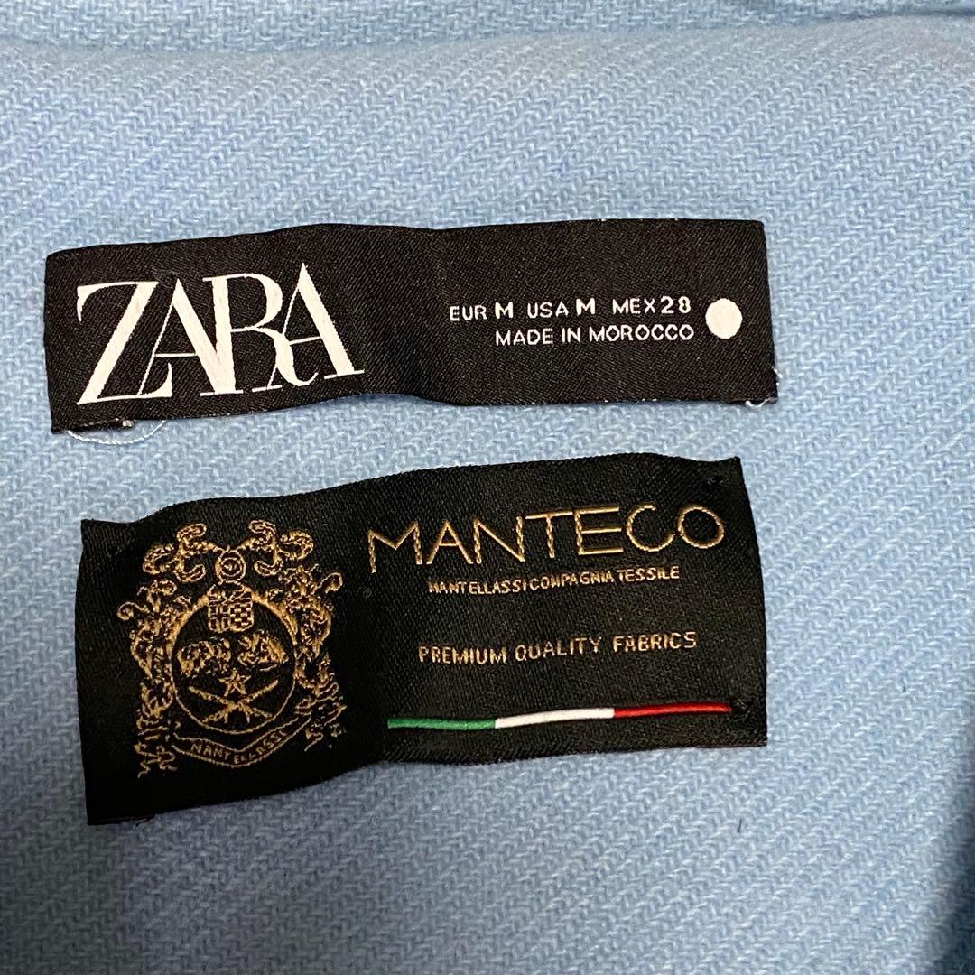 ZARA ザラ マンテコ ダブルロングコート ウール Mサイズ ライトブルー