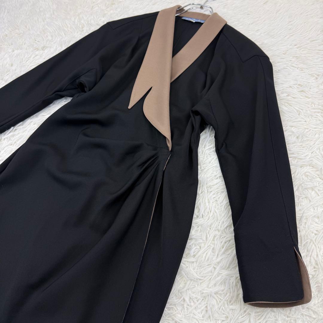 美品 ティエリーミュグレー オールド コート ウールギャバジン ワンピース 黒