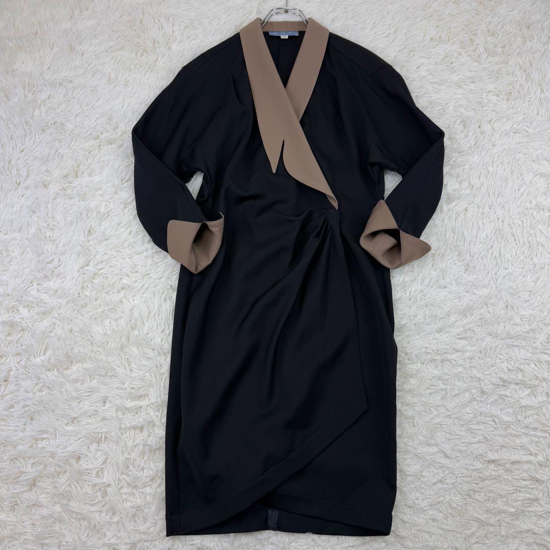 美品 ティエリーミュグレー オールド コート ウールギャバジン ワンピース 黒