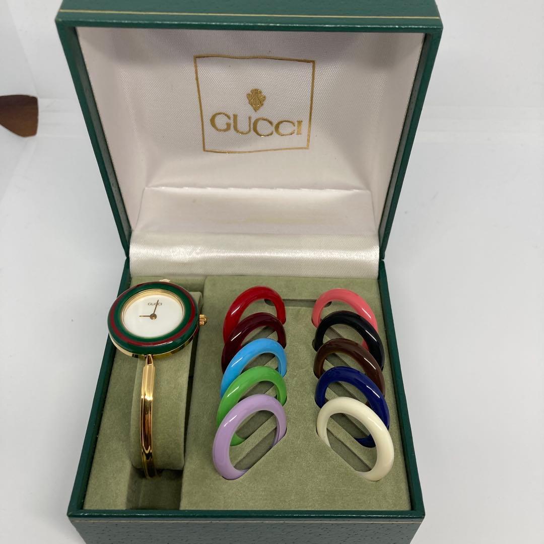 GUCCI クォーツ腕時計 カラーバンド付き ジャンク