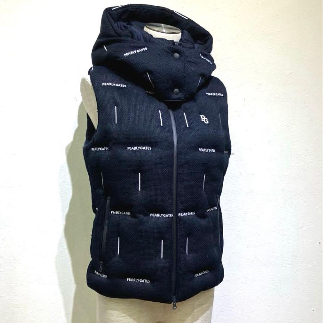 PEARLY GATES フード付きベスト サイズ0 ロゴ刺繍　ゴルフウェア