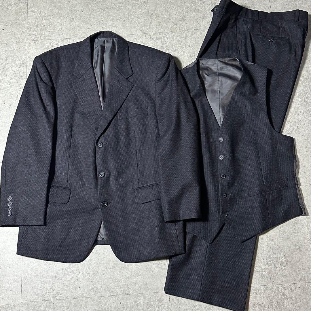 Christian Dior3ピース セットアップ ダークグレー 掠れストライプ
