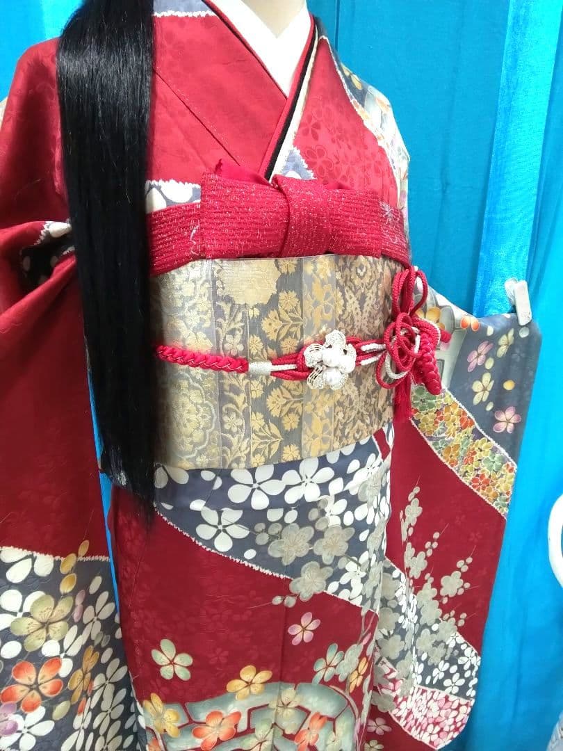 振袖フルセット、正絹、成人式、重ね衿帯揚げ帯締め、西陣袋帯、襦袢、岩田専太郎落款