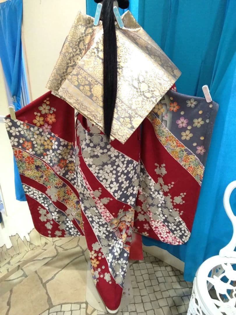 振袖フルセット、正絹、成人式、重ね衿帯揚げ帯締め、西陣袋帯、襦袢、岩田専太郎落款
