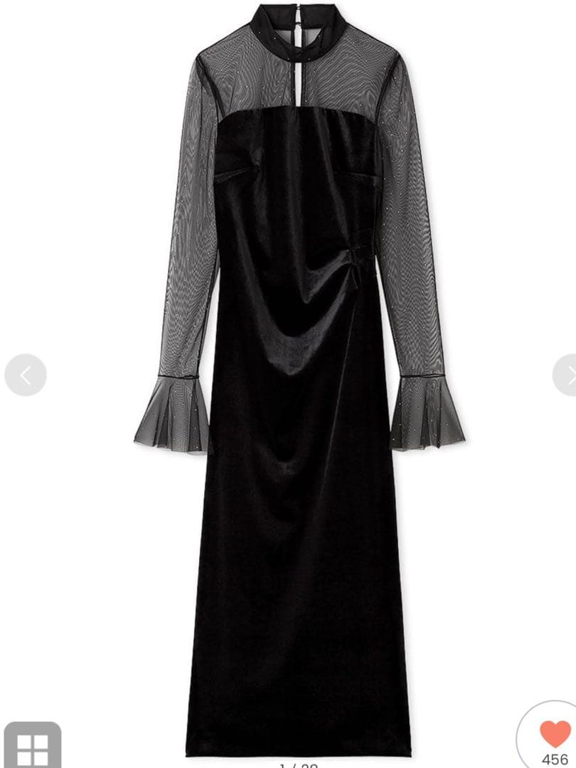 【新品未使用】SNIDEL♡シアードッキングベロアドレス　ブラック 1サイズ