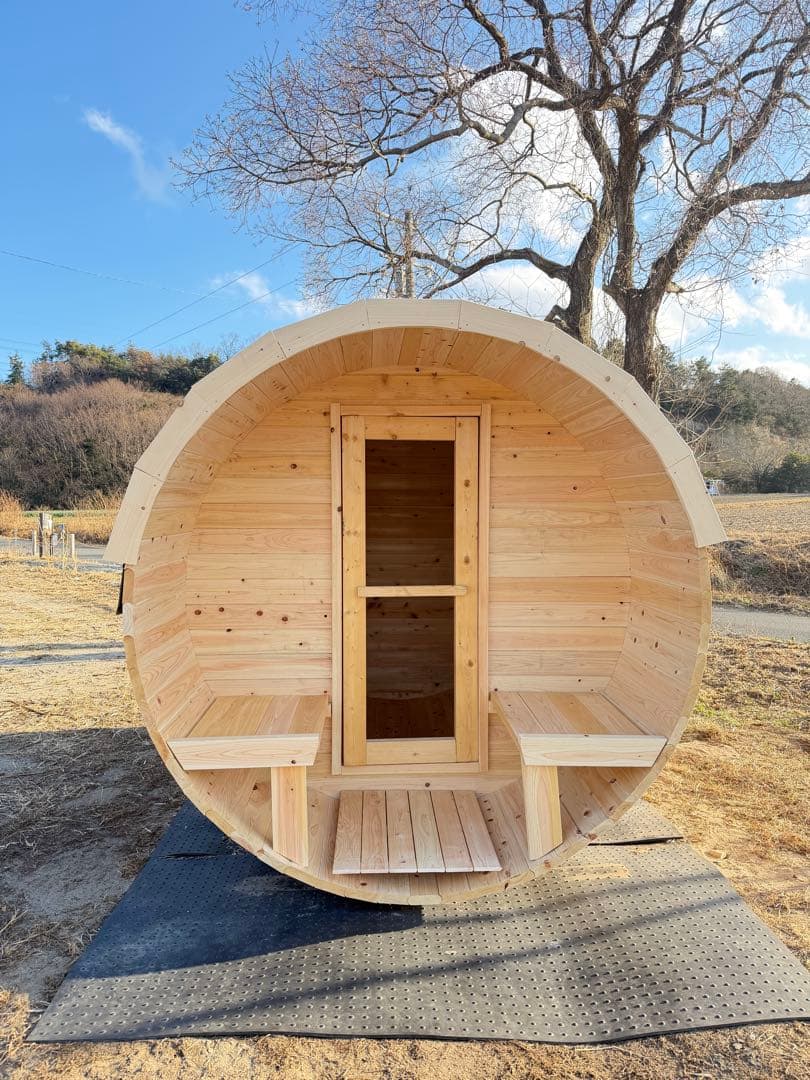 【本格派】✨檜の香り✨バレルサウナ　デッキ付き　HARVIA ストーブ付き