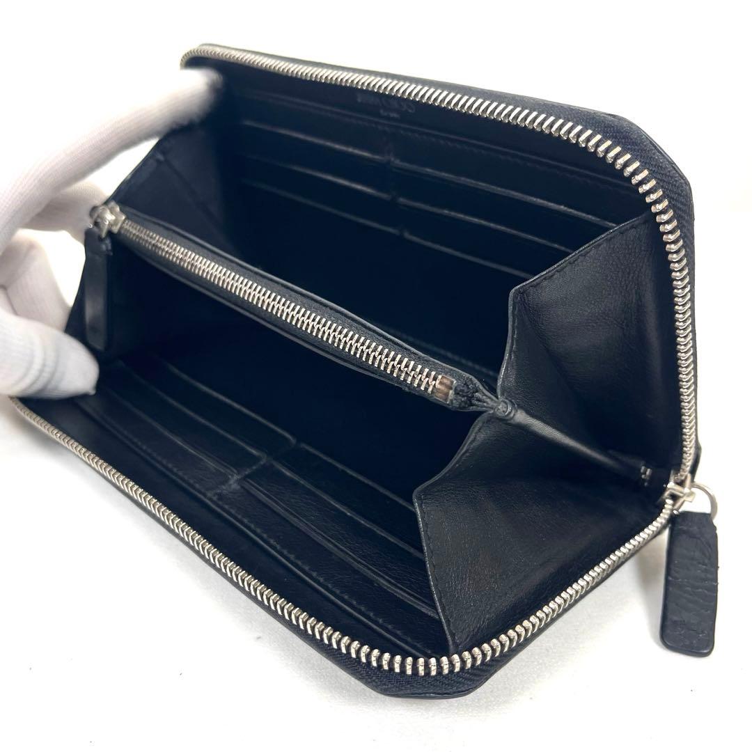 ジミーチュウ　長財布　スター　エンボス　オールブラック　ラウンドファスナー　極美