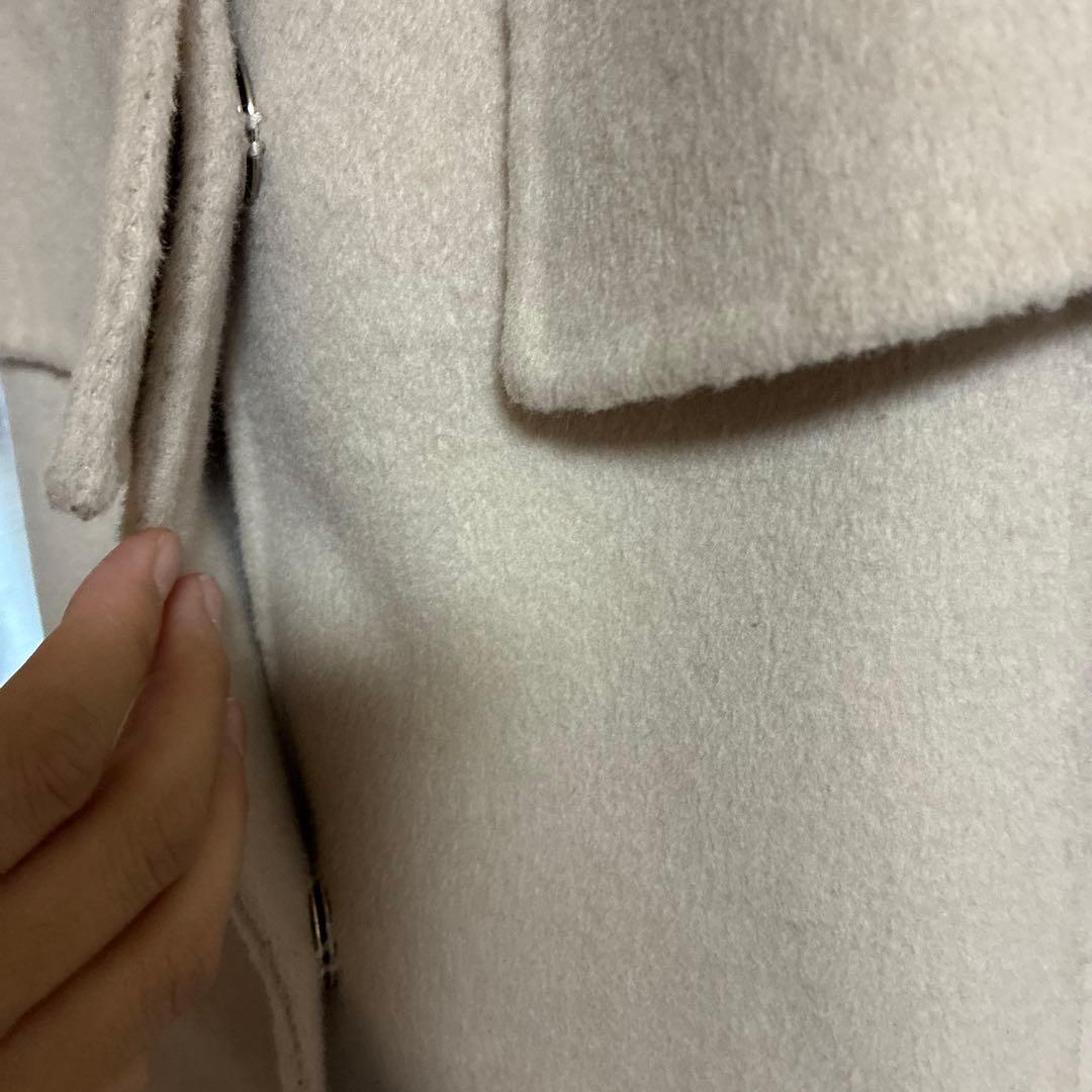 美品　アイボリー ファー付きポンチョ　ケープコート