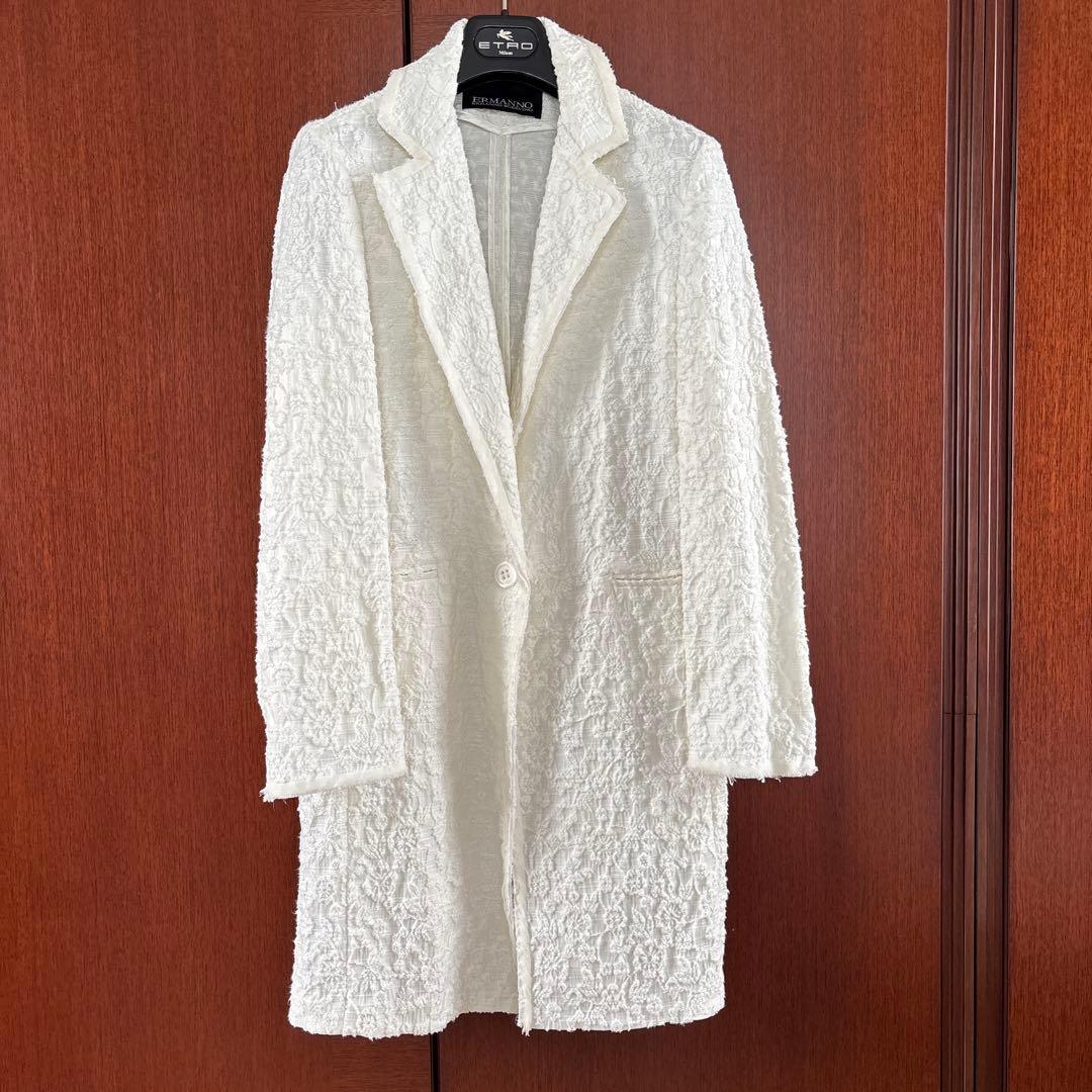 エルマノシェルビーノ チェスターコート スプリングコート ホワイト イタリア製