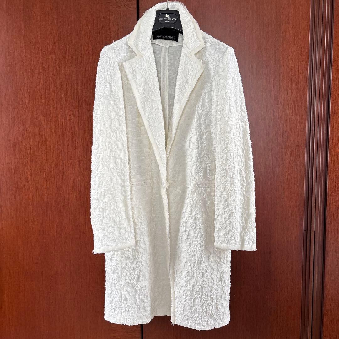 エルマノシェルビーノ チェスターコート スプリングコート ホワイト イタリア製