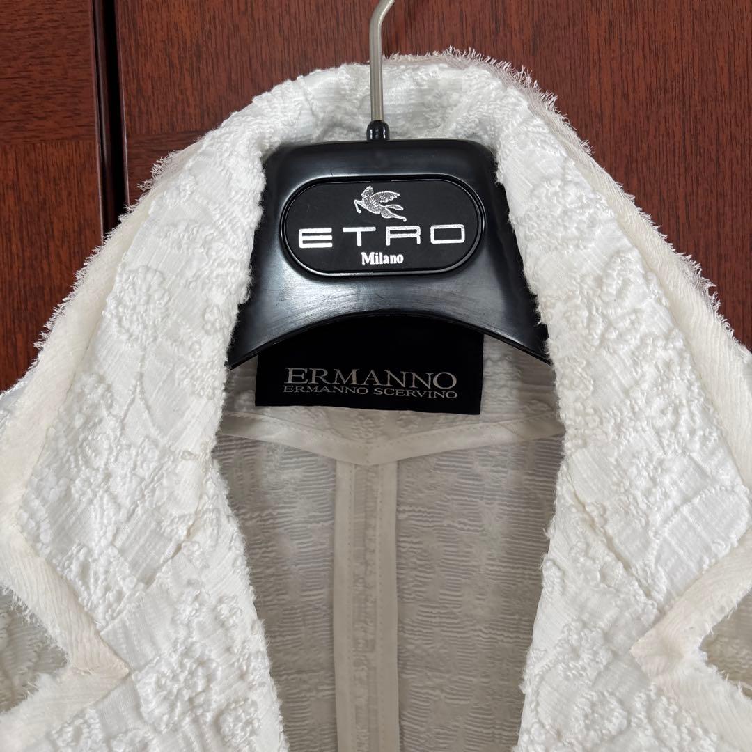 エルマノシェルビーノ チェスターコート スプリングコート ホワイト イタリア製