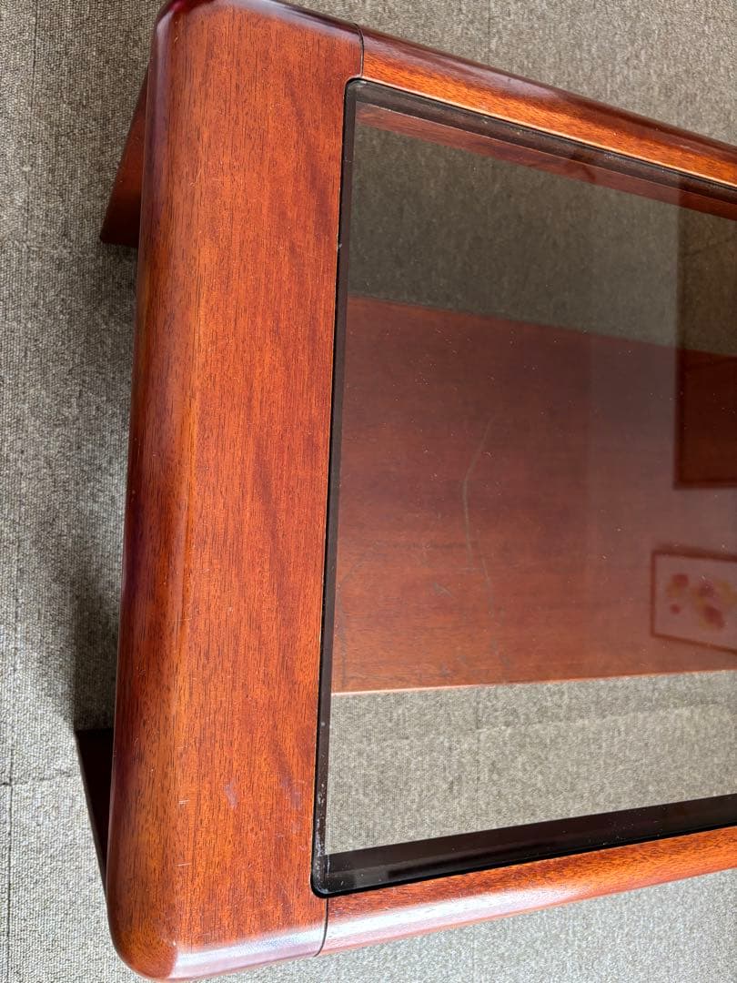 maruni マルニ木工　レトロ ガラス天板　ローテーブル