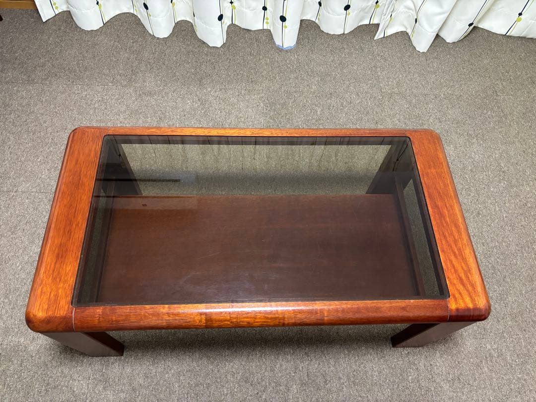 maruni マルニ木工　レトロ ガラス天板　ローテーブル