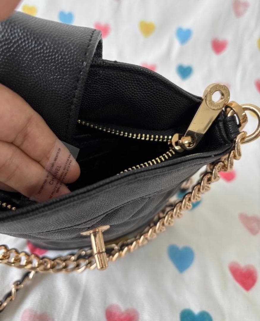 極美品 ブラック キルティング ショルダーバッグ