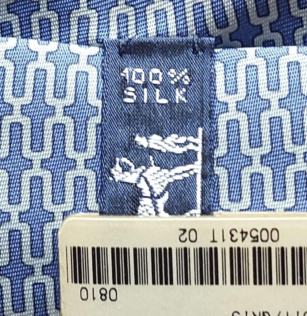 HERMES 青色 パターン ネクタイ　未使用