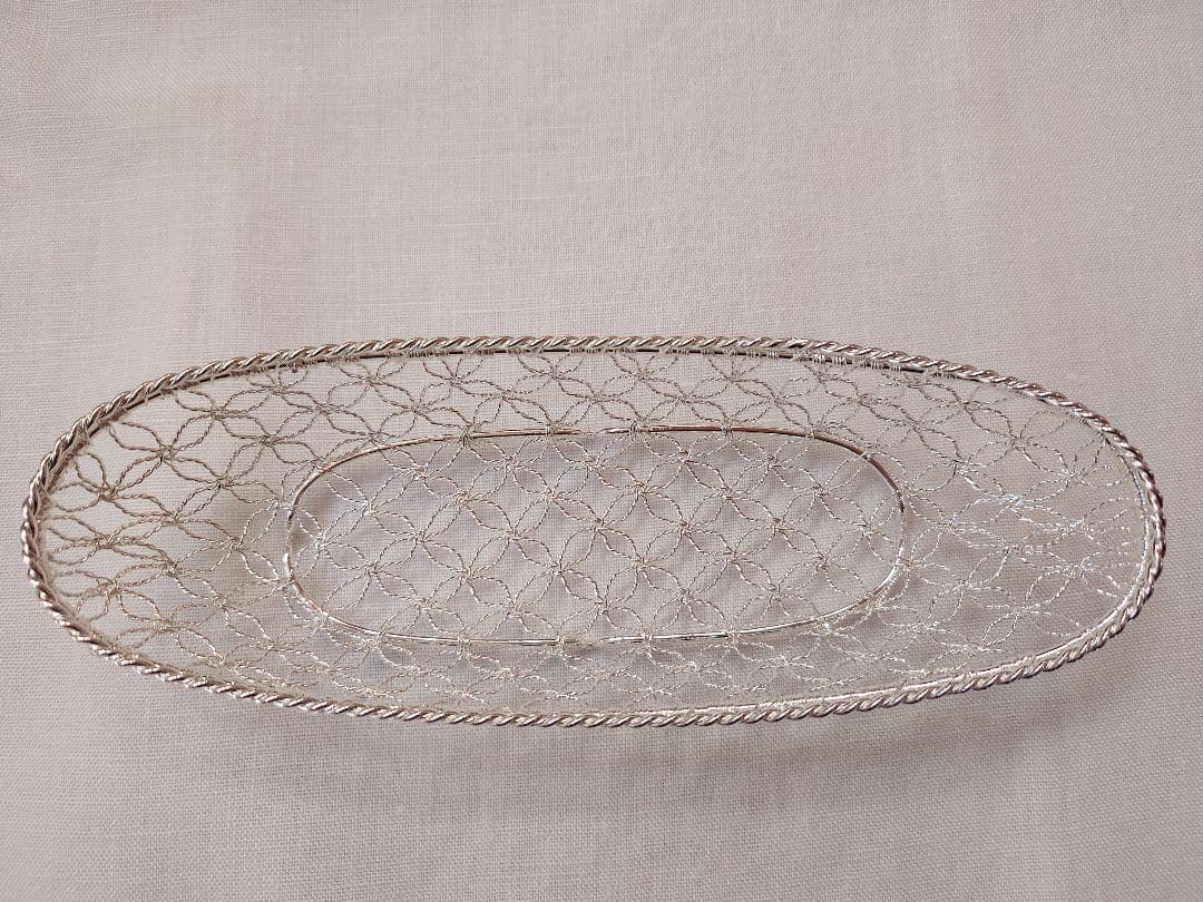 【サボテン】銀座和光 WAKO 網目模様銀仕上げおしぼりトレイ 5個セット